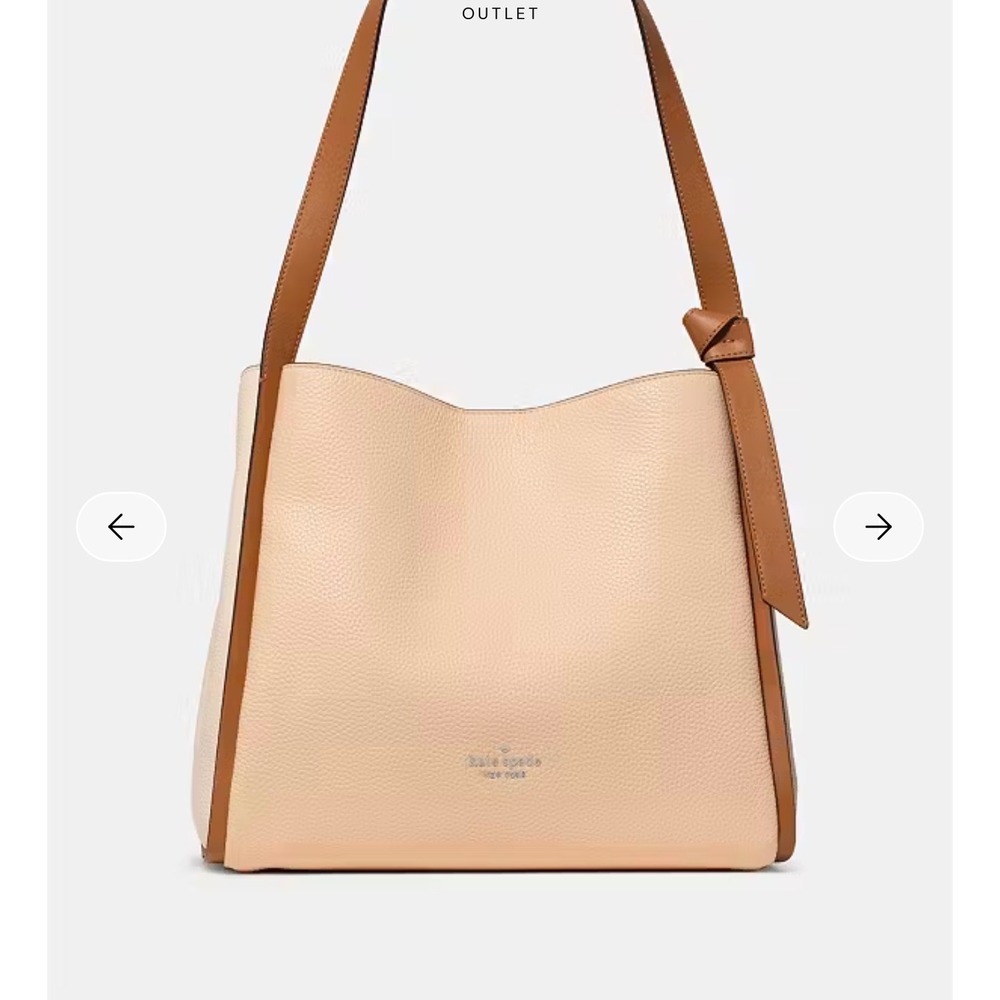 Kate Spade Knott Large Shoulder Bag OS Beige Cream Pebbled Leather Minimalist